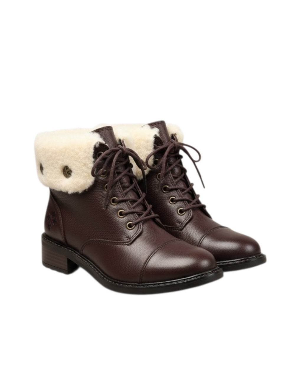 Patricia Nash Liaโ 2 Brown Leather Shearling Foldover Lace Winter Boots 5.5 NEW